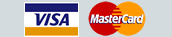 Credit card logos for VISA, Mastercard and American Express